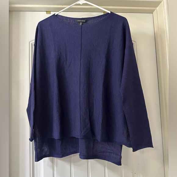 EILEEN FISHER Sweaters - Eileen Fisher purple/ Navy fine merino wool Blend Scoop Neck Pullover